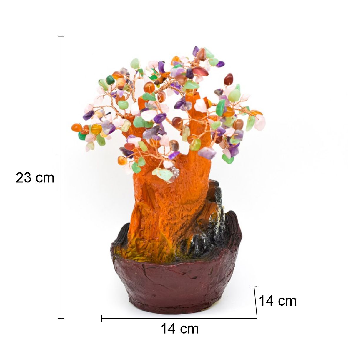 Fantana arteziana, Feng Shui, LED, pompa submersibila, pietre semipretioase si lumini, Naimeed D3008, Inaltime 23cm
