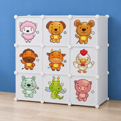Dulap Modular Copii, 9 Usi, D3009-modular, Alb