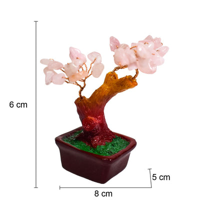 Copac Feng Shui cu Pietre Semipretioase de Cuart Roz, Suport Ceramic, Naimeed D3011RZ, Inaltime 8cm