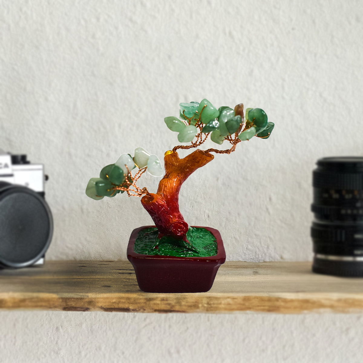 Copacel Feng Shui cu Pietre de Aventurin, Suport Ceramic, Naimeed, D3011VR, Inaltime 8cm