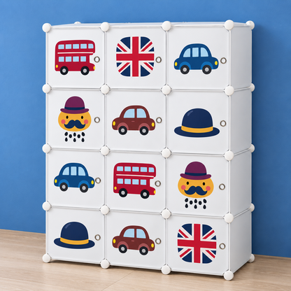 Dulap Modular Copii, 12 Usi, D3012-modular, Alb