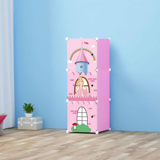 Dulap modular din plastic cu schelet metalic Castle Style, D3225, culoare Roz