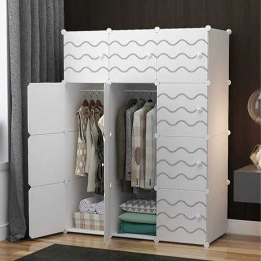 Dulap modular din plastic cu schelet metalic, D3246, culoare Alb, 147 x 110 x 37 cm