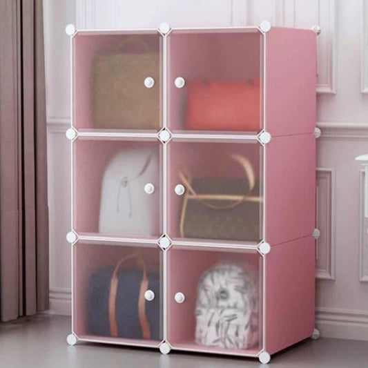 Dulap modular din plastic cu schelet metalic, D3265P, culoare Roz, 111 x 75 x 37 cm