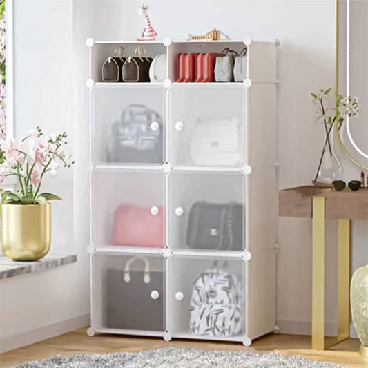 Dulap modular din plastic cu schelet metalic, D3267W, culoare Alb, 129 x 75 x 37 cm
