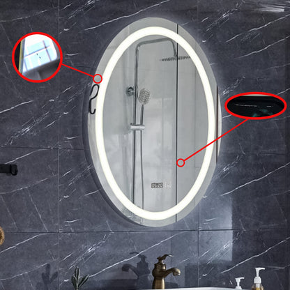 Resigilat: Oglinda de baie, D3312-2, cu iluminare Led, Dimensiuni 49x69 cm, Termometru, Ceas