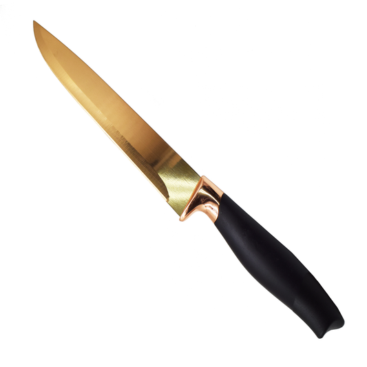 Cutit pentru feliat, Naimeed D3366, gama Konedi, otel inoxidabil, culoare Rosegold / Negru, 20 cm