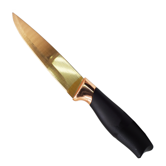 Cutit pentru legume, Naimeed D3367, gama Konedi, otel inoxidabil, culoare Rosegold / Negru, 12.5 cm
