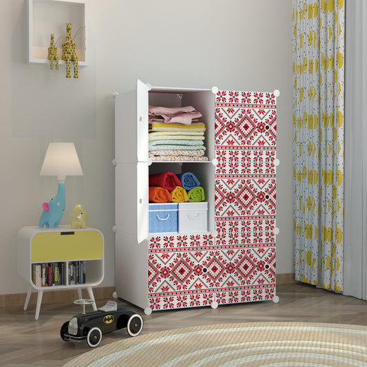 Dulap modular din plastic cu schelet metalic, imprimeu traditional, Naimeed D3421W, culoare Alb, 111x75x37 cm