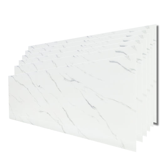 Set 6 panouri decorative, Autoadeziv, suprafata acoperita 1.08 mp, Naimeed D3496, 30x60 cm, Marmura Alba