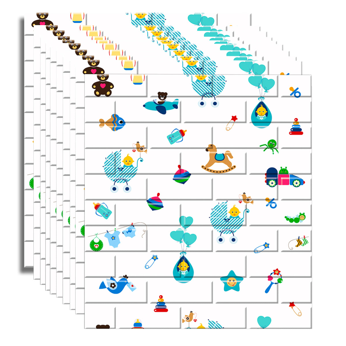 Set 10x Tapet 3D Autoadeziv, 5mm grosime, rezistent la apa, usor de curatat, 70x77cm, Naimeed D3568, Multicolor