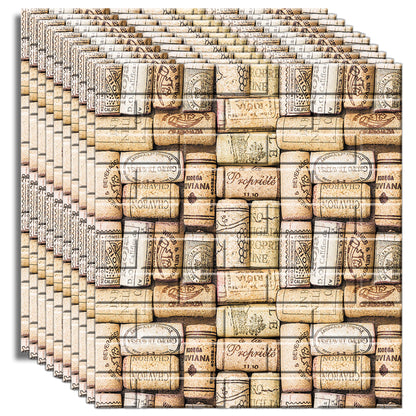 Set 10x Tapet 3D Autoadeziv, 5mm grosime, rezistent la apa, usor de curatat, 70x77cm, D3581, model caramida dop pluta, crem
