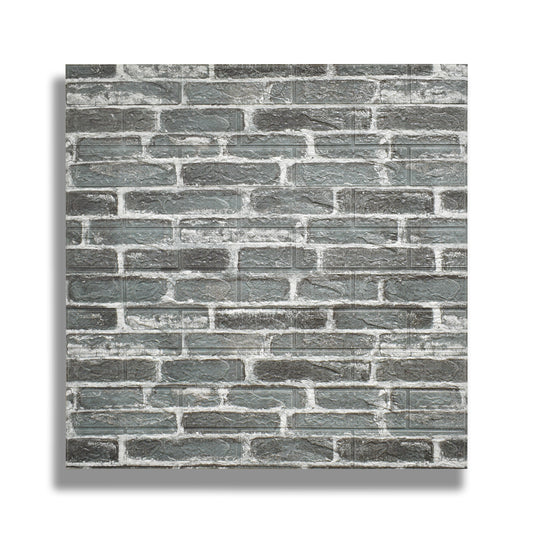 Set 10x Tapet 3D Autoadeziv, rezistent la apa, usor de curatat, 70x77cm, Naimeed D3587, model caramida, Negru/Alb