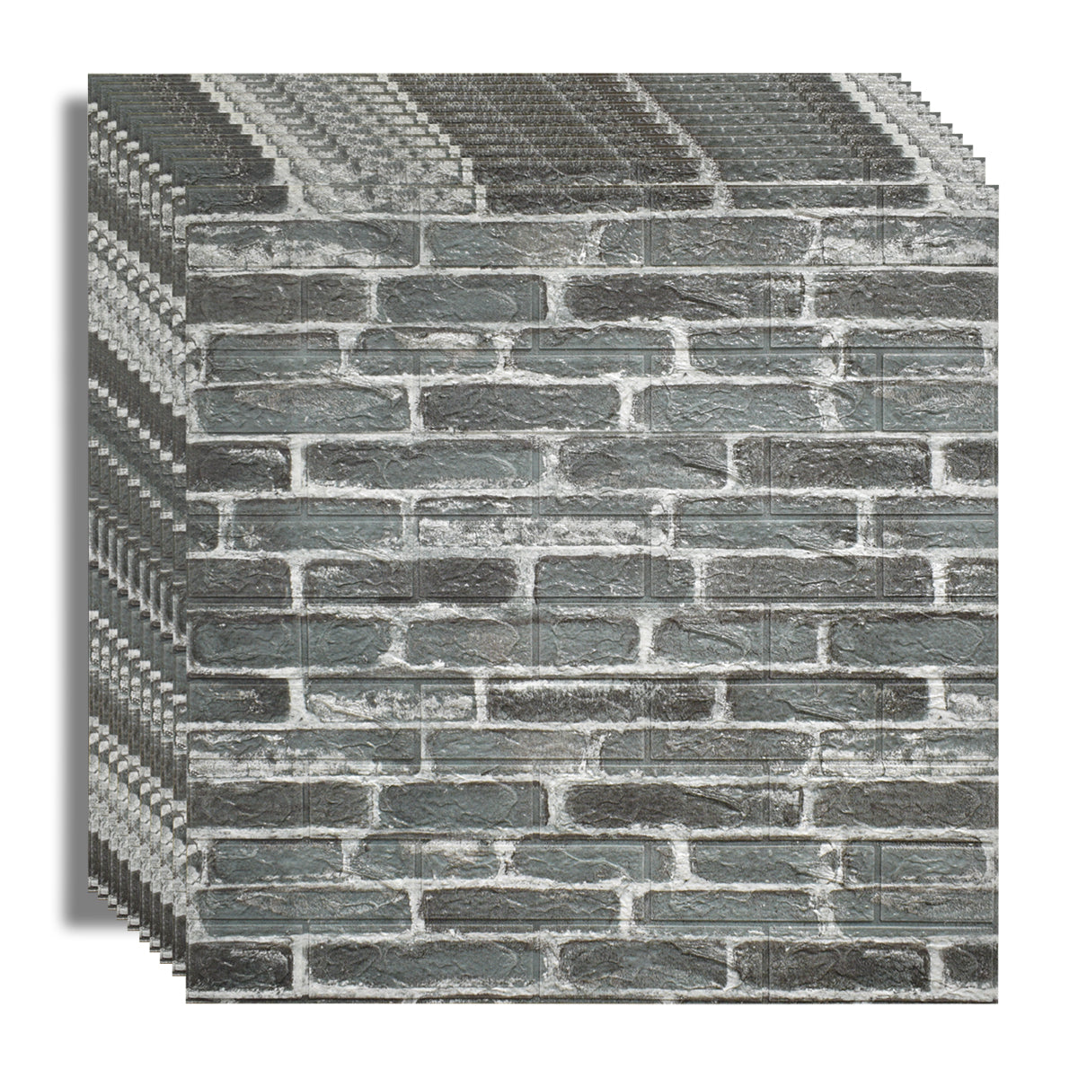 Set 10x Tapet 3D Autoadeziv, rezistent la apa, usor de curatat, 70x77cm, Naimeed D3587, model caramida, Negru/Alb