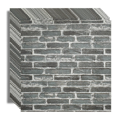 Set 10x Tapet 3D Autoadeziv, rezistent la apa, usor de curatat, 70x77cm, Naimeed D3587, model caramida, Negru/Alb