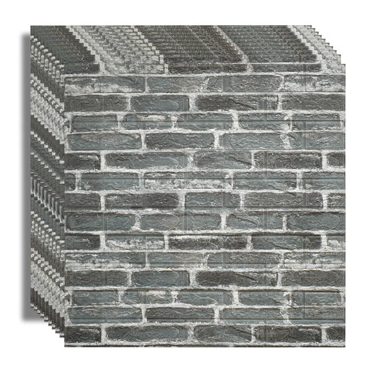 Set 10x Tapet 3D Autoadeziv, rezistent la apa, usor de curatat, 70x77cm, Naimeed D3587, model caramida, Negru/Alb