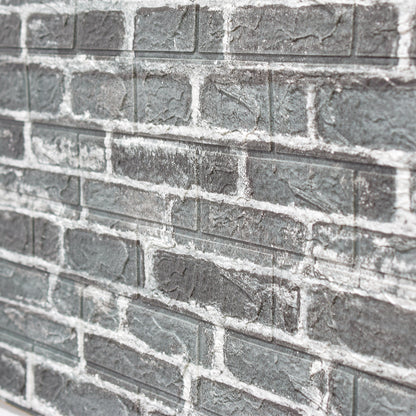 Set 10x Tapet 3D Autoadeziv, rezistent la apa, usor de curatat, 70x77cm, Naimeed D3587, model caramida, Negru/Alb