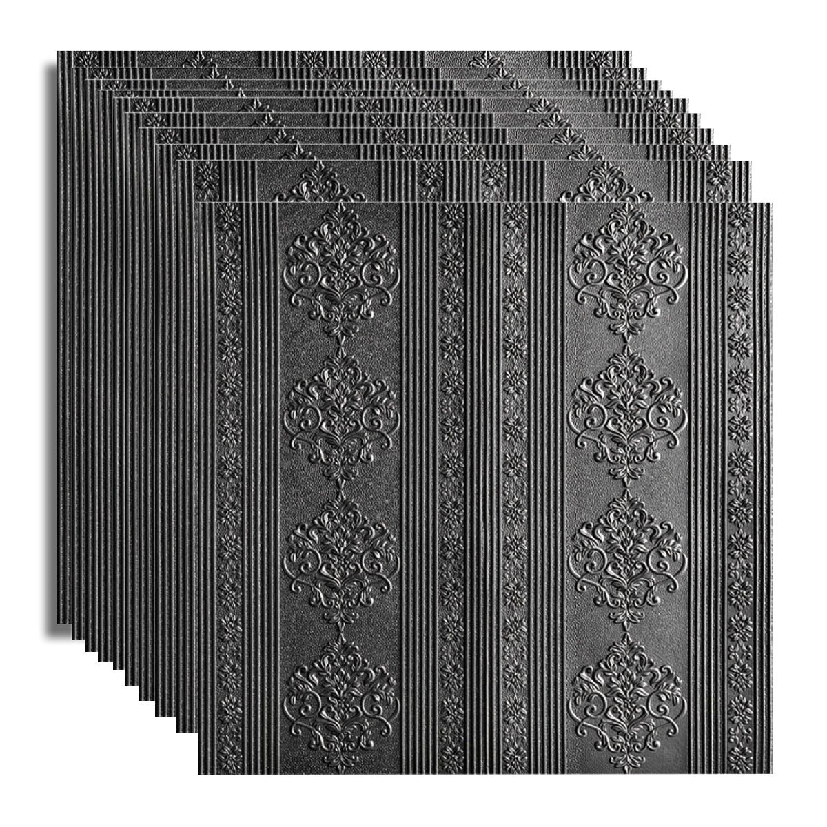 Set 10x Tapet 3D Autoadeziv, 5mm grosime, rezistent la apa, usor de curatat, 70x70cm, Naimeed D3601, model elegant, Negru