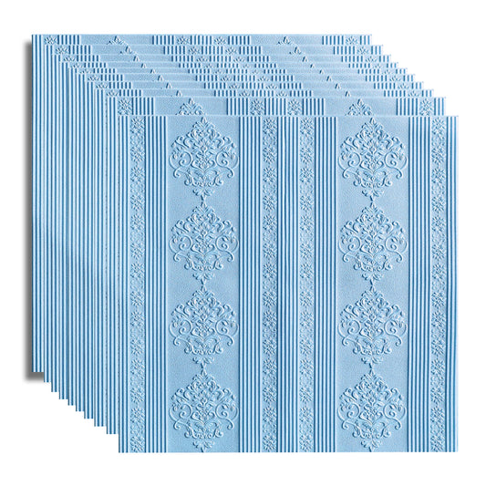 Set 10x Tapet 3D Autoadeziv, 5mm grosime, rezistent la apa, usor de curatat, 70x70cm, Naimeed D3602, model elegant, Bleumarin