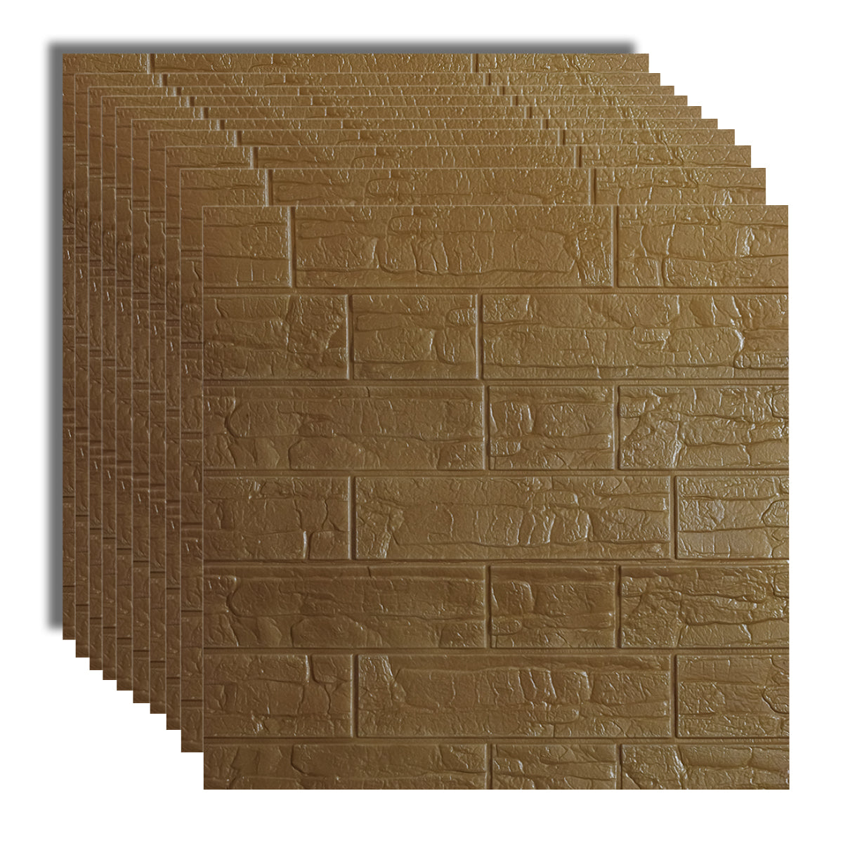 Set 10x Tapet 3D Autoadeziv, 5mm grosime, rezistent la apa, usor de curatat, 70x70cm, Naimeed D3603, model caramida, Maro