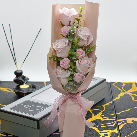 Aranjament floral elegant, flori de sapun, D4060, Roz