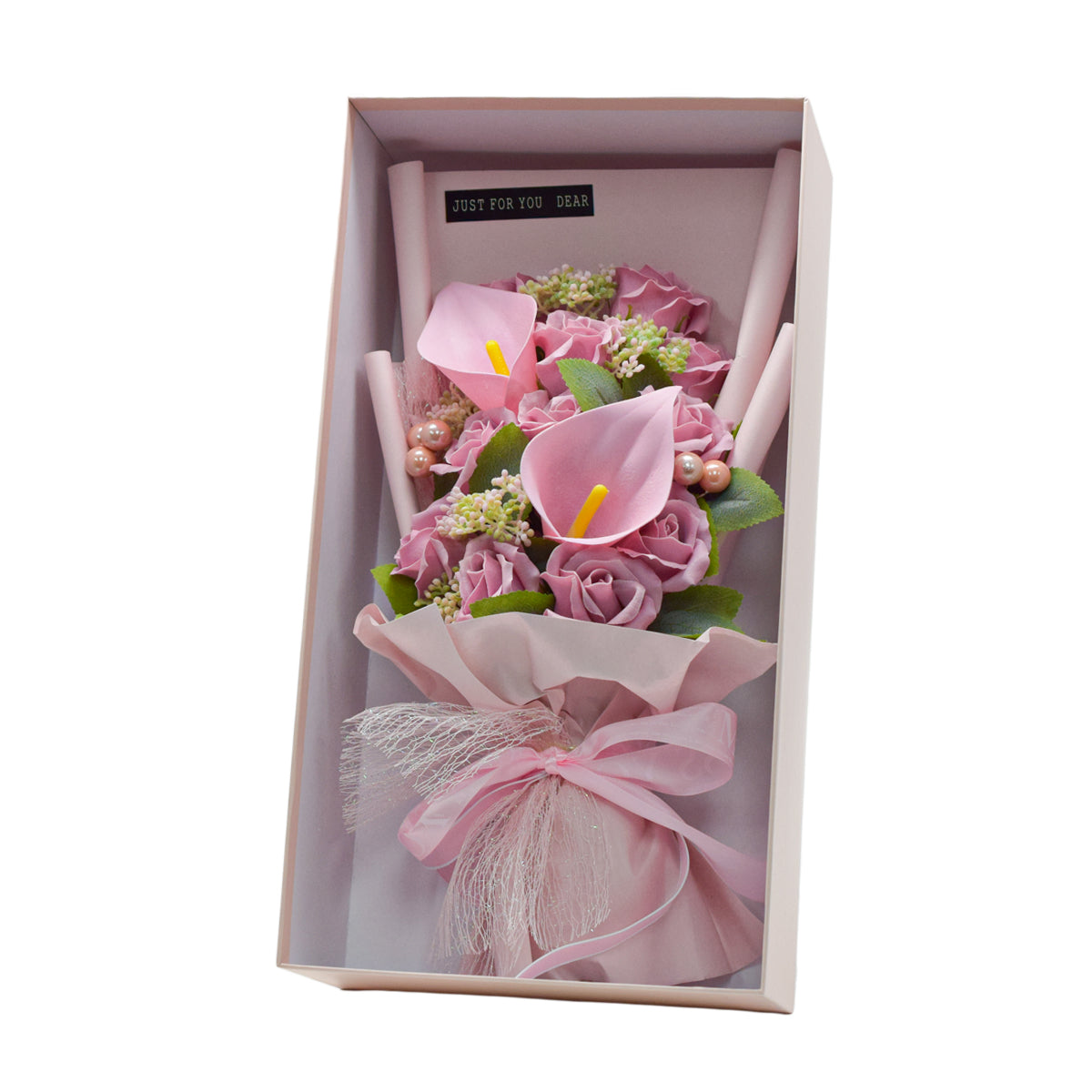 Aranjament floral elegant, flori de sapun, D4061, Roz