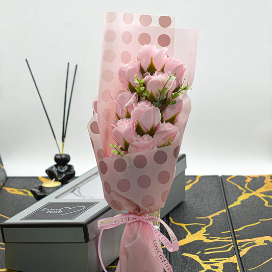 Aranjament floral elegant, flori de sapun, D4062, Roz