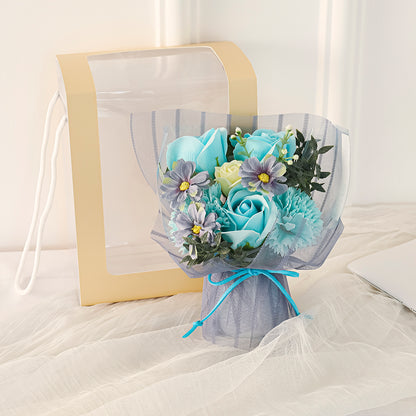 Aranjament floral elegant, flori de sapun, D4063, Blue