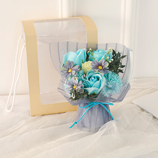 Aranjament floral elegant, flori de sapun, D4063, Blue