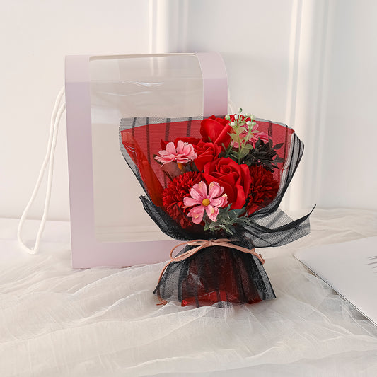 Aranjament floral elegant, flori de sapun, D4063, Rosu