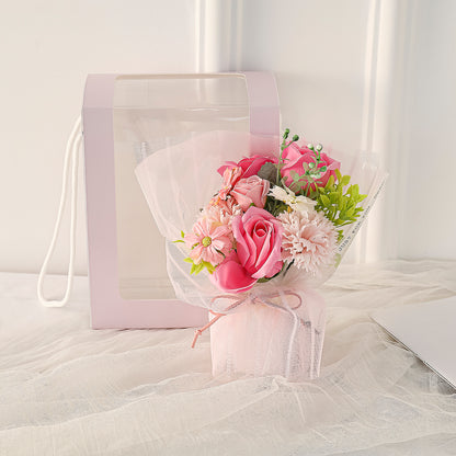 Aranjament floral elegant, flori de sapun, D4063, Roz