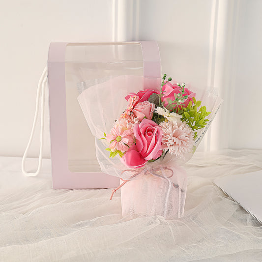 Aranjament floral elegant, flori de sapun, D4063, Roz