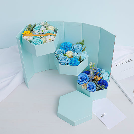 Aranjament floral elegant, flori de sapun, D4067, Blue