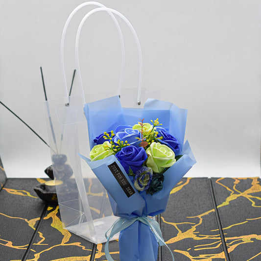 Aranjament floral elegant, flori de sapun, D4074, Blue