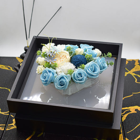 Aranjament floral elegant, flori de sapun, D4076, Blue