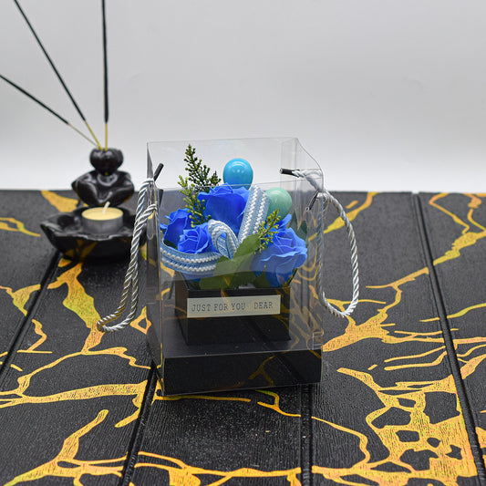 Aranjament floral elegant, flori de sapun, D4077, Blue