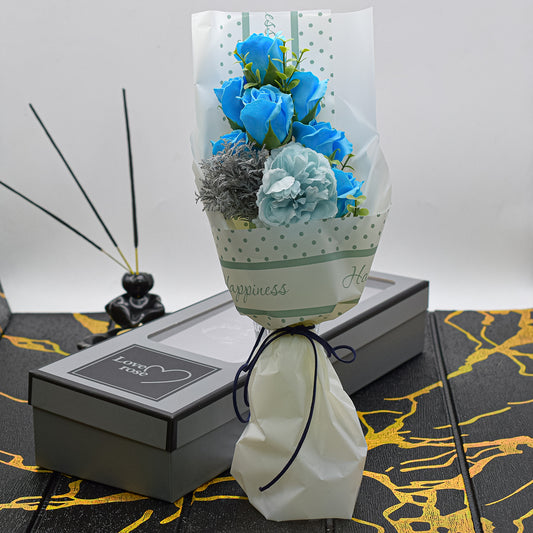 Aranjament floral elegant, flori de sapun, D4083, Blue