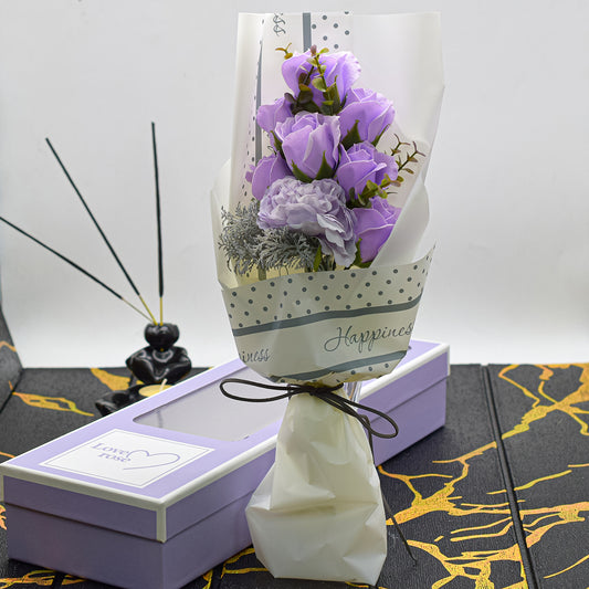 Aranjament floral elegant, flori de sapun, D4083, Mov