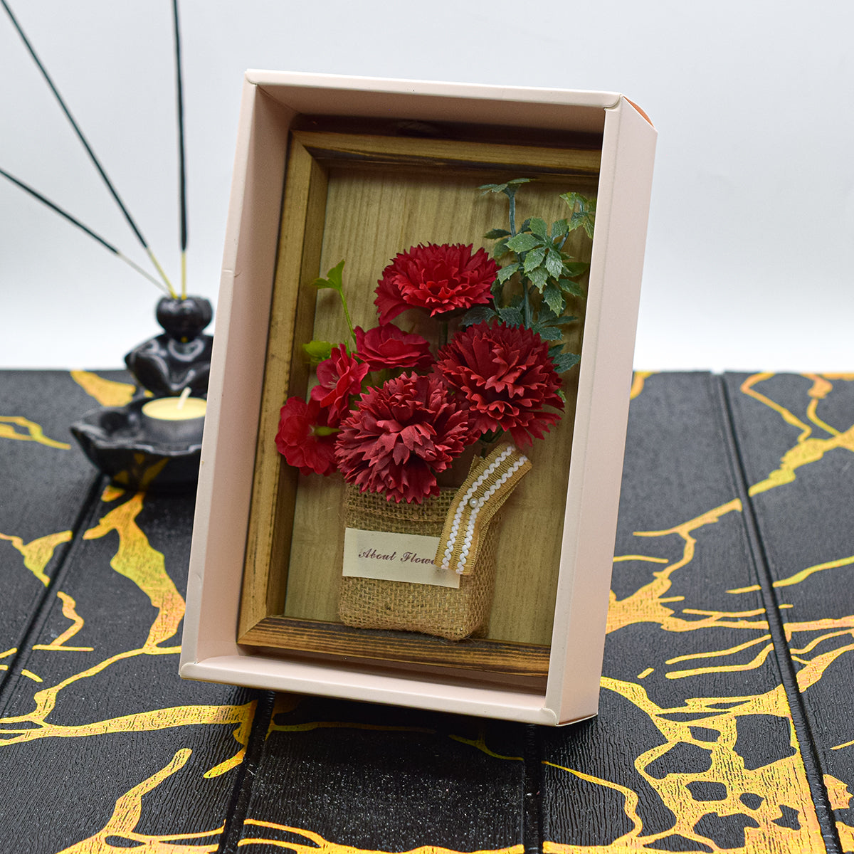 Aranjament floral elegant, flori de sapun, D4085, Rosu