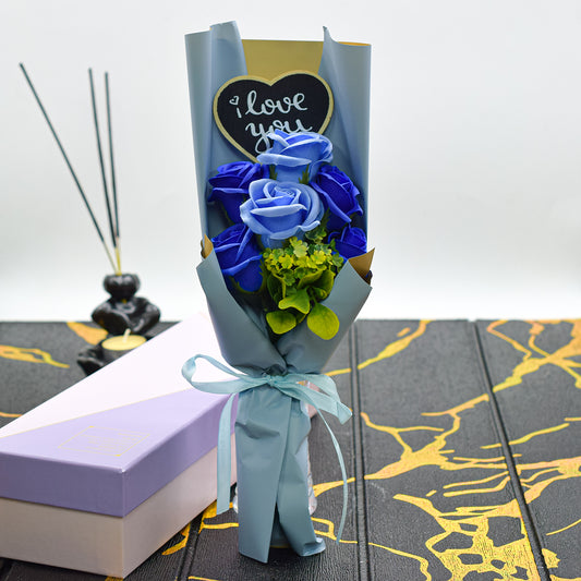 Aranjament floral elegant, flori de sapun, D4090, Blue