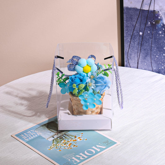 Aranjament floral elegant, flori de sapun, D4093, Blue