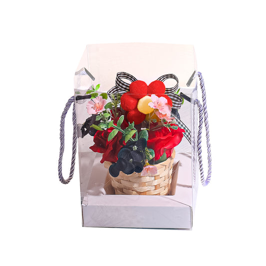 Aranjament floral elegant, flori de sapun, D4093, Rosu