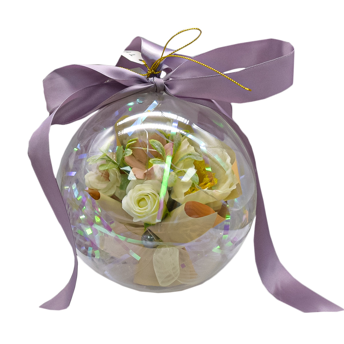 Aranjament floral elegant, flori de sapun, D4094, Crem