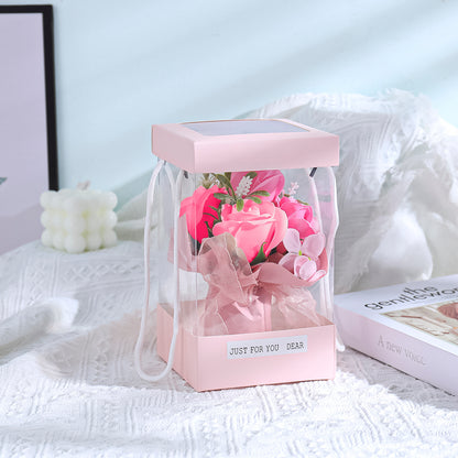 Aranjament floral elegant, flori de sapun, D4096, Roz