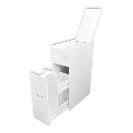 Dulapior pentru baie, cu capac si raft depozitare produse curatenie, D41, culoare Alb, 96 x 40 x 20 cm