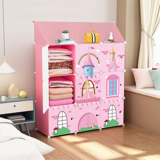 Dulap Modular Copii, 9 Usi, D4101, Roz