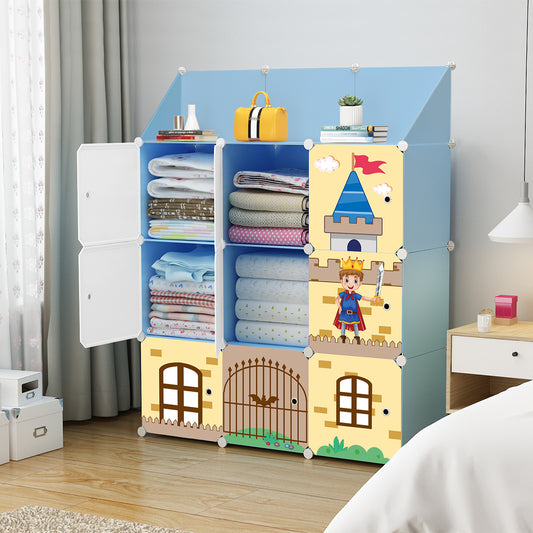 Dulap Modular Copii, 9 Usi, D4102, Blue