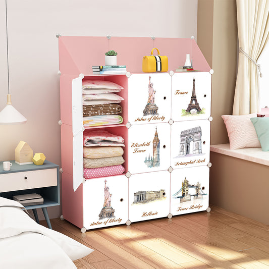 Dulap Modular, 9 Compartimente, D4104, Roz