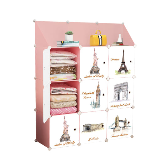 Dulap Modular, 9 Compartimente, D4104, Roz