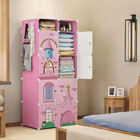 Dulap Modular Copii, 8 Usi, D4115, Roz